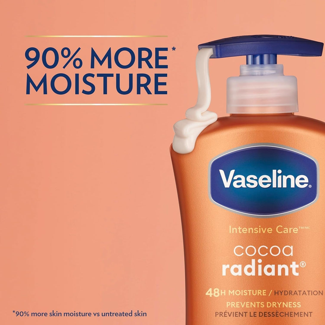Vaseline Intensive Care Body Lotion Cocoa Radiant for Dry Skin Lotion Made with Ultra-Hydrating Lipids and Pure Cocoa Butter for a Long-Lasting, Radiant Glow 20.3 Oz