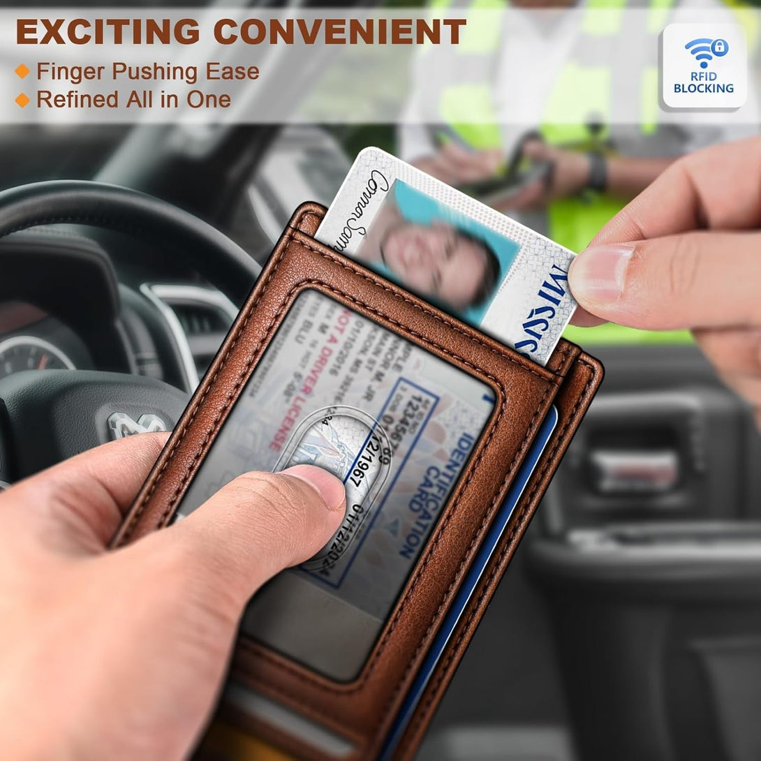 BULLIANT Men Wallet,Slim Leather Wallet Money Clip Card Hodler for Men Gift 8 Cards RFID Blocking