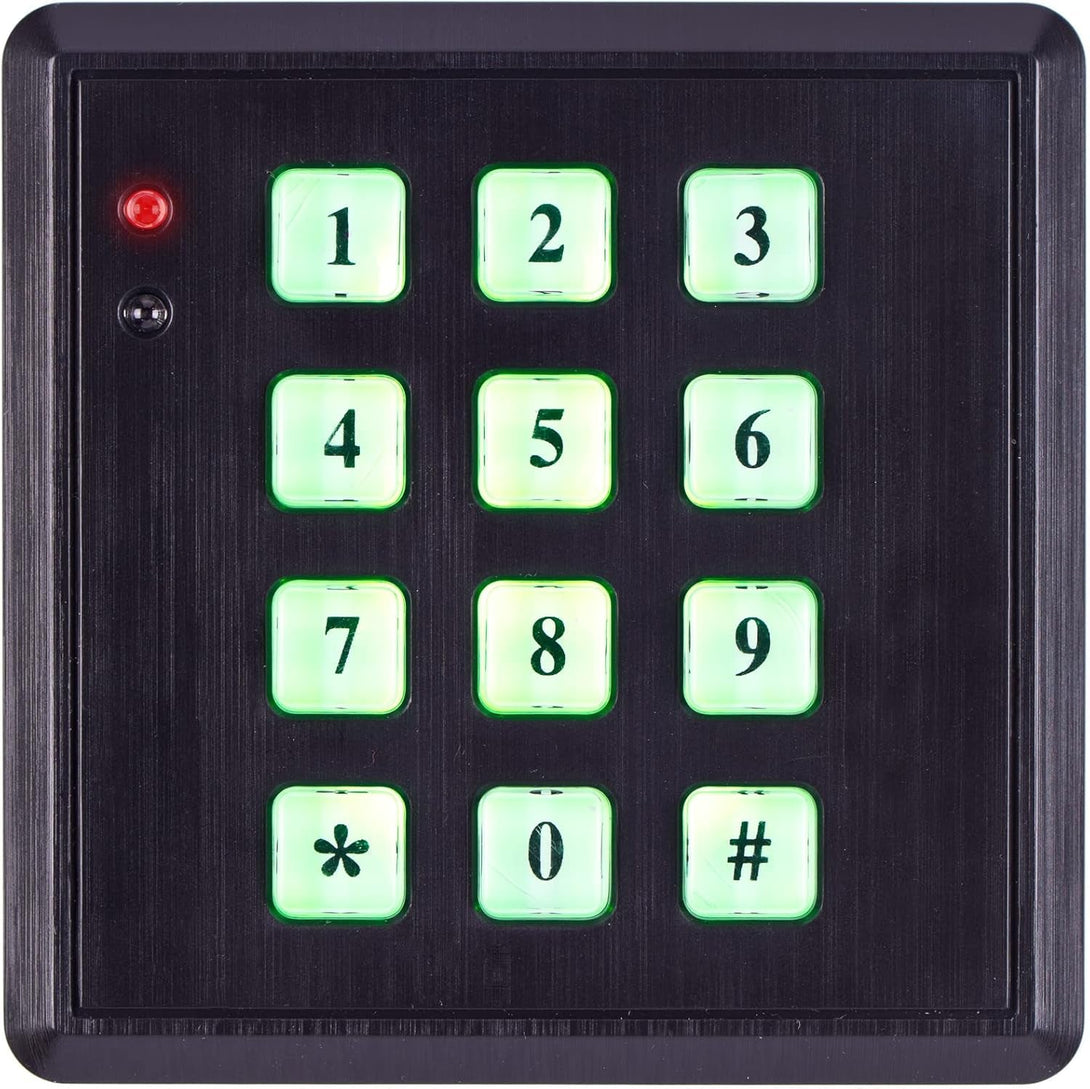 SABRE Fake Security Keypad with Green Light Up, Low Light Sensor, Red LED Flash, Weatherproof, Realistic Design - Black