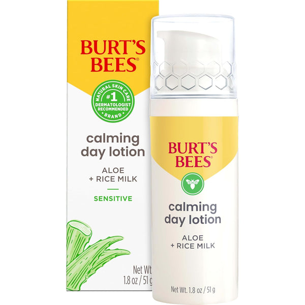 Burt'S Bees Calming Day Face Lotion with Aloe and Rice Milk, Soothing Face Lotion for Sensitive Skin, 98.9 Percent Natural Origin Skin Care, 1.8 Oz. Bottle