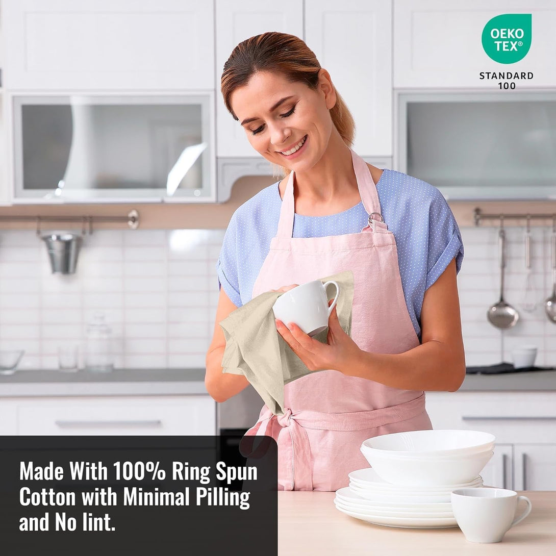 ROYALE LINENS Flour Sack Dish Towels - Kitchen Towel - Super Absorbent Flour Sack -100% Ring Spun Cotton -Tea Towels - for Embroidery, Cloth Diapers, Cheese Strainers (Natural - 33" X 38" Pack of 12)
