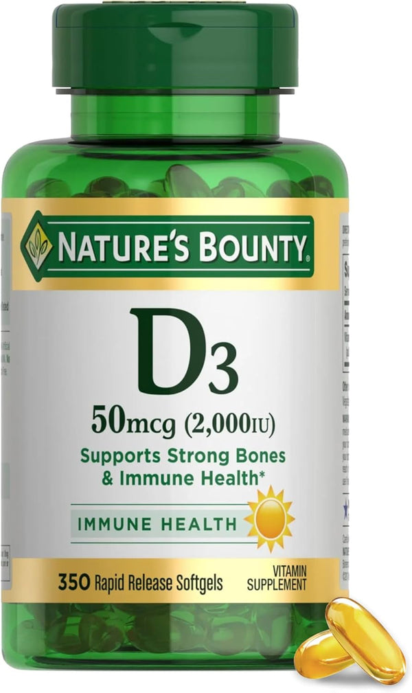 Nature'S Bounty Vitamin D, Immune Support, Vitamin Supplement, 2000 IU, 50 Mcg, Softgels, 350 Ct