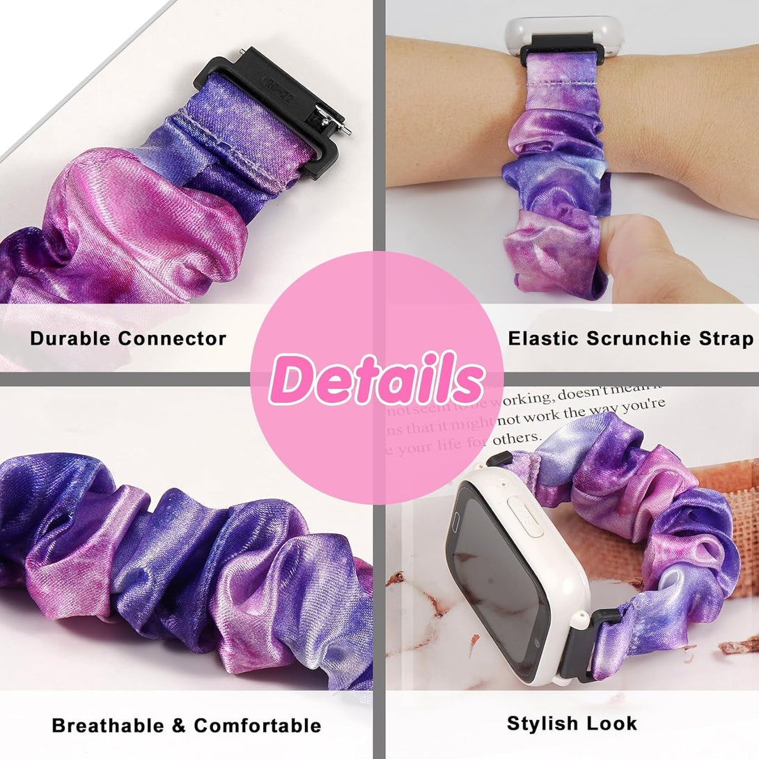 6 Pack Scrunchie Band Compatible with Cosmo Jrtrack 4/3/2 Se/2/Jrtrack & Gizmo Watch Adventrue 3 3 2 1/Gabb Watch 3E 3 2 1/Syncup Watch Band, 20Mm Cute Soft Stretchy Strap for Small Wrist