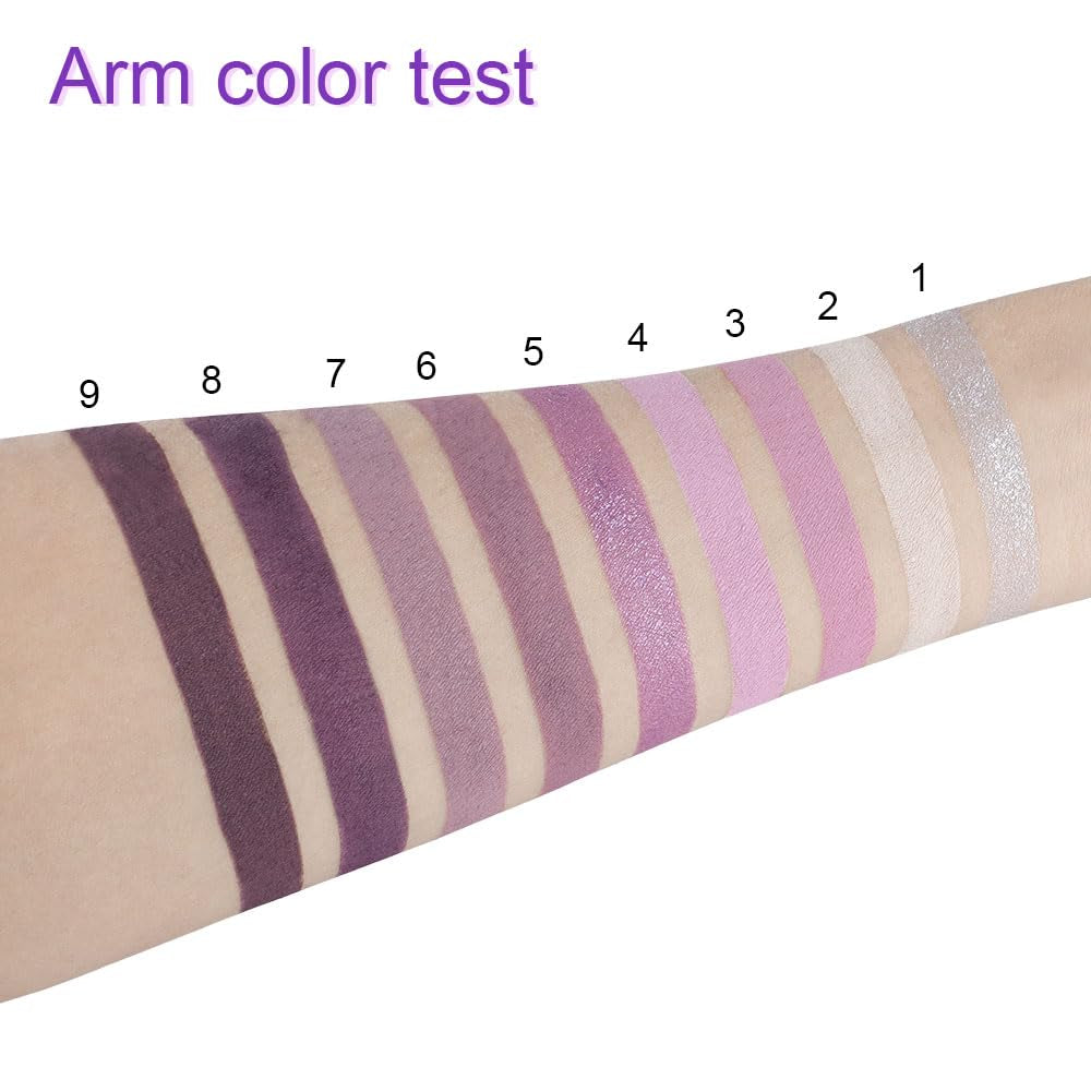 9 Colors Purple Silver White Tan Grape Matte Shimmer Eyeshadow Palette for Eye Makeup,High Pigmented Brown Eye Shadow Primers Powder Palet De Sombras De Ojos