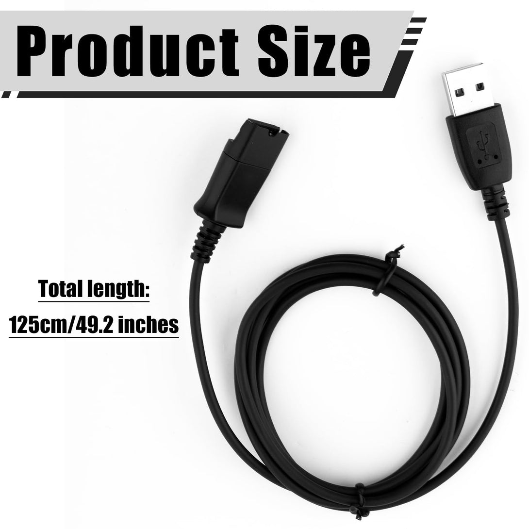 USB Adapter Cable, 49.2 Inch Long QD (Quick Disconnect) to USB Type a Plug USB-A Male Cable for Plantronics QD Headset Computer Laptop PC Soft Phone Mac Windows Linux Skype