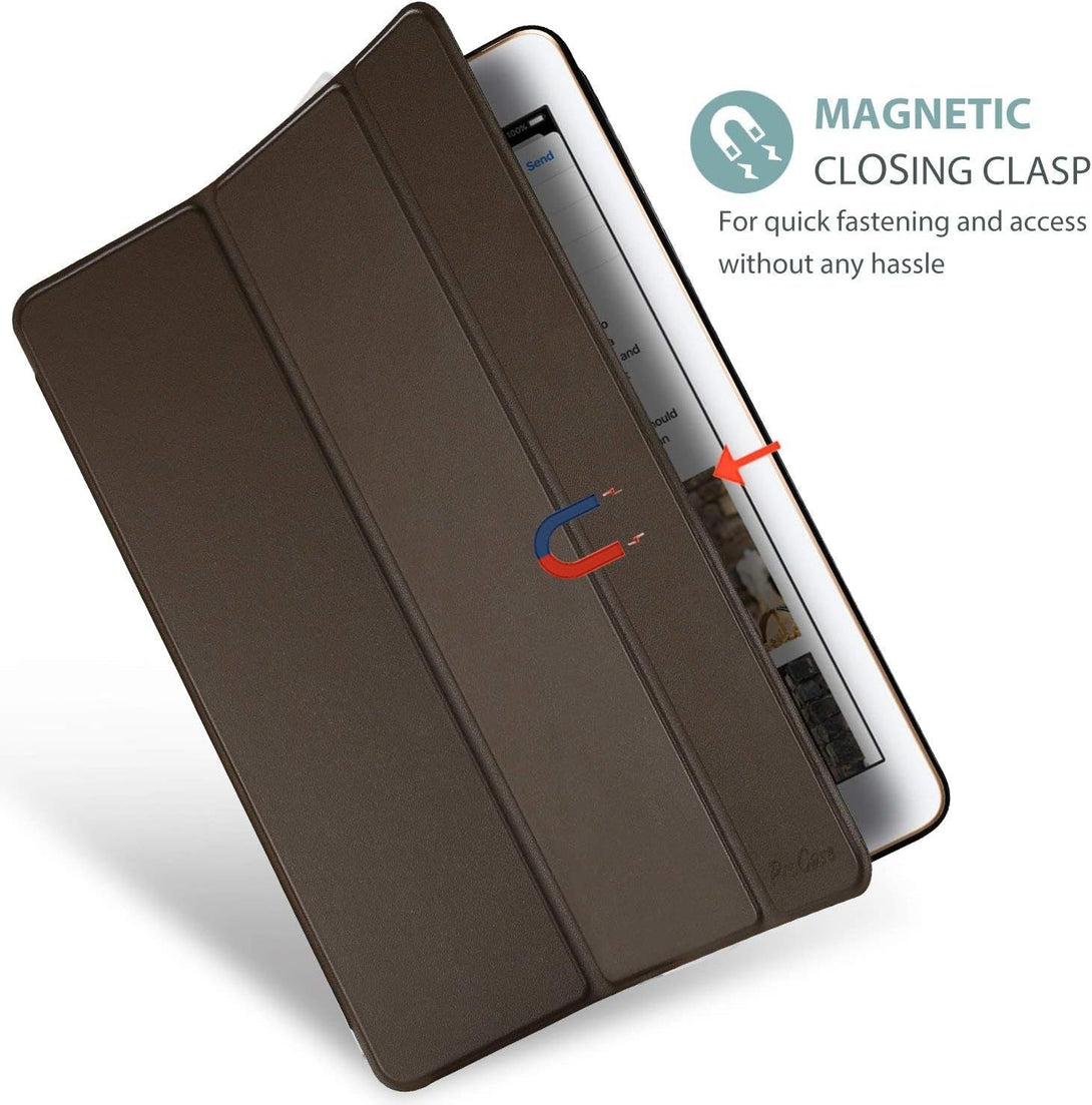 Procase Smart Case for Ipad 9.7 Inch Ipad 6Th/5Th Generation 2018 2017(Model: A1893 A1954 A1822 A1823), Ultra Slim Lightweight Stand Cover with Translucent Frosted Back -Brown