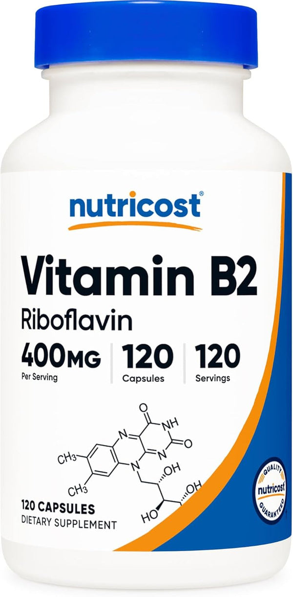 Nutricost Vitamin B2 (Riboflavin) 400Mg, 120 Capsules - Gluten Free, Non-Gmo