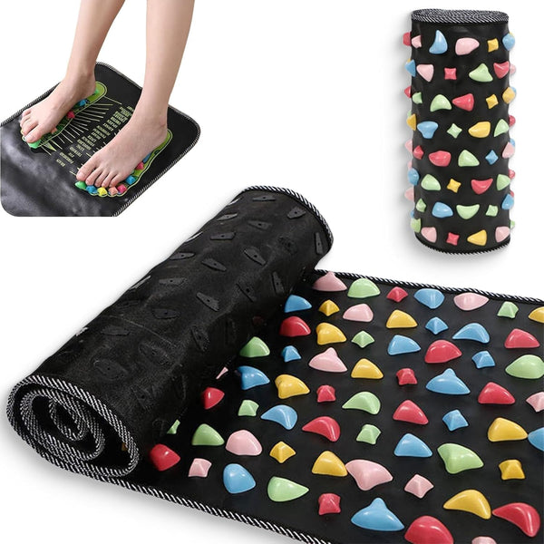 Funvalley Surperfect Foot Massage Mat with Reflexology Stones - Acupressure Walking Path for Pain Relief & Circulation, 68.9" X 13.78" Non-Slip Mat for Elderly, Office Workers, Students