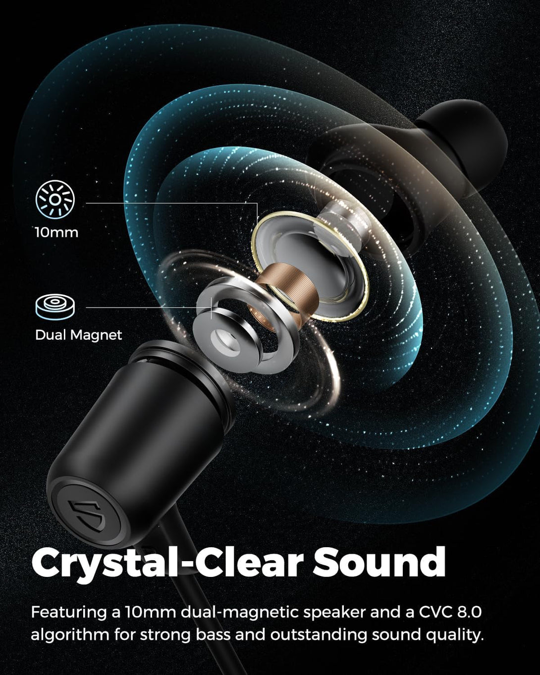 Soundpeats Q35 HD+ Neckband Bluetooth Headphones, Stable Comfort Wireless Earbuds, Bluetooth 5.2, IPX5 Waterproof Sports Earphones, 17Hrs Dual Magnetic Speaker, Type C, App, QCC3040