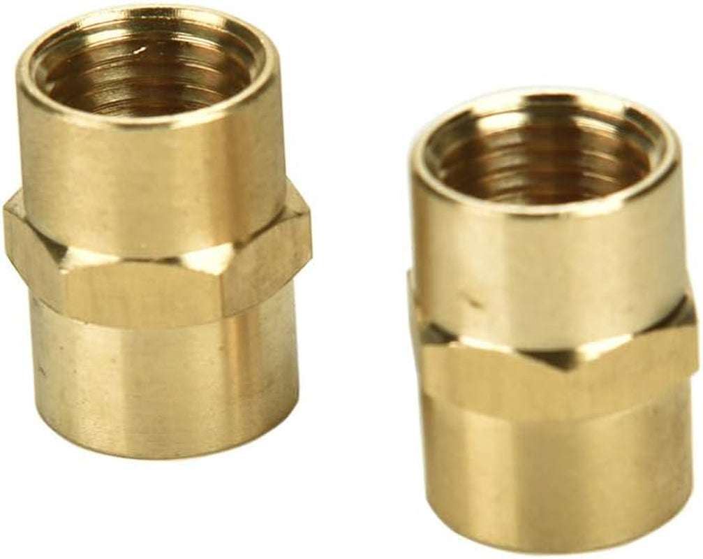 2 Pack 1/4" X 1/4" NPT Coupler, Brass Female Pipe Fitting (I.D X I.D: 1/2'' X 1/2'')
