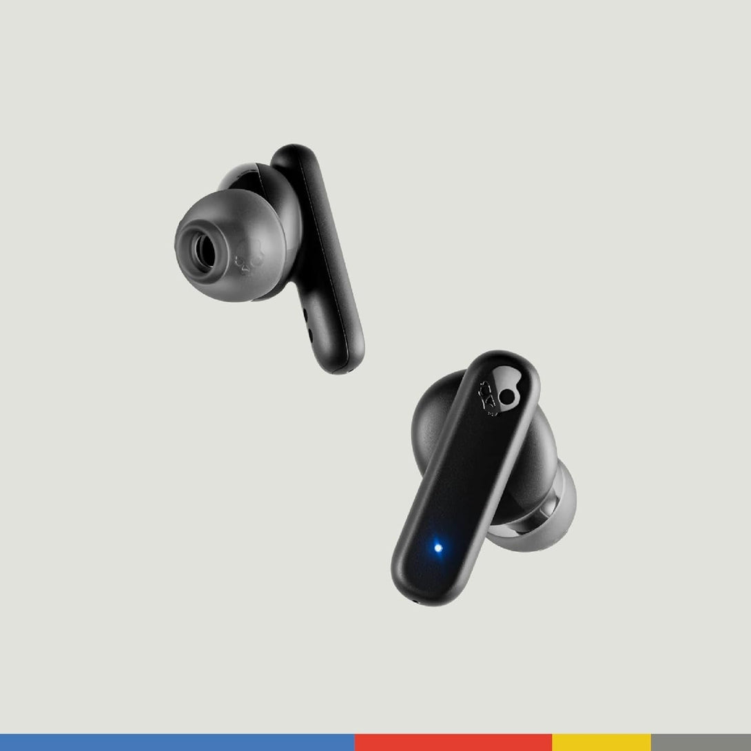 Skullcandy Smokin’ Buds Wireless Earbuds, Bluetooth Headphones, Noise Isolating Fit, up to 20 Hours Battery, IPX4 Sweat and Water Resistant, Microphone for Iphone Android - True Black