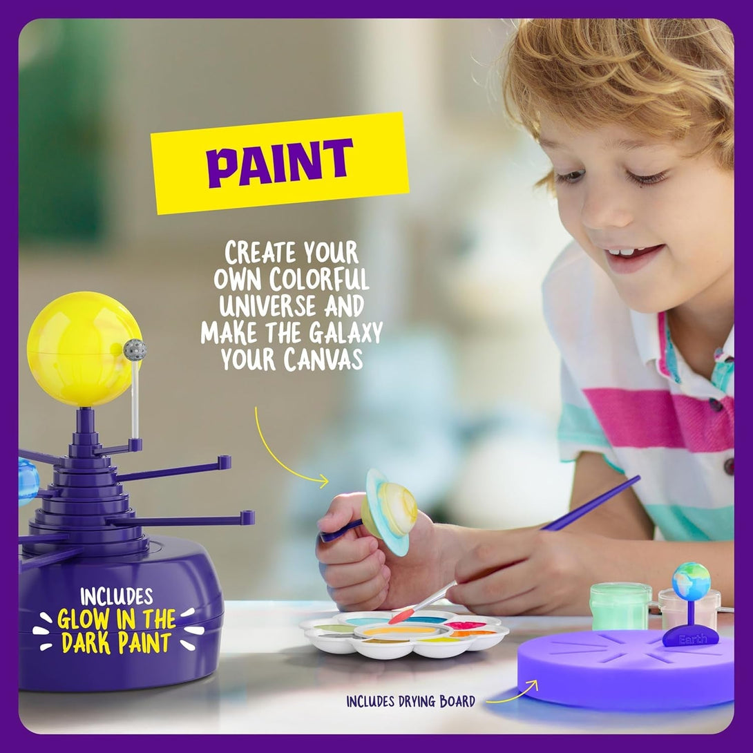 360° Orbiting Solar System for Kids - Paint & Build Model Kit - Arts and Crafts for Kid Ages 8-12, 4-6, 4-8, 6-8 - Space Toys 8-10 - Science Astronomy Gifts - Painting Craft Kits for Boys