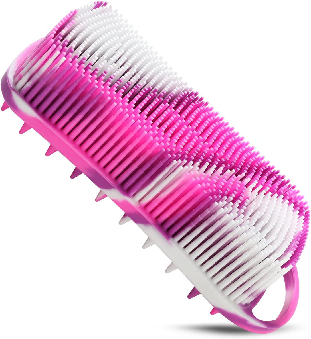 Silicone Body Scrubber, 2 in 1 Body Brush & Hair Scalp Brush for Shower and Bath, Easy Clean, Lathers Well, Stimulating Blood Circulation More Hygienic than Loofah,Women Men.Purple,Green