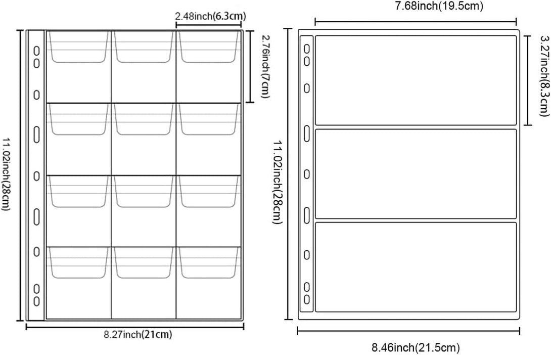 15 Sheets Plastic Coin 9-Hole 5 Sizes Pocket Pages Standard Coin Currency Money Pocket Inserts Collecting Sleeves for Coin Stickers Currency Badges Stamp and Other Collection Storage Supplies