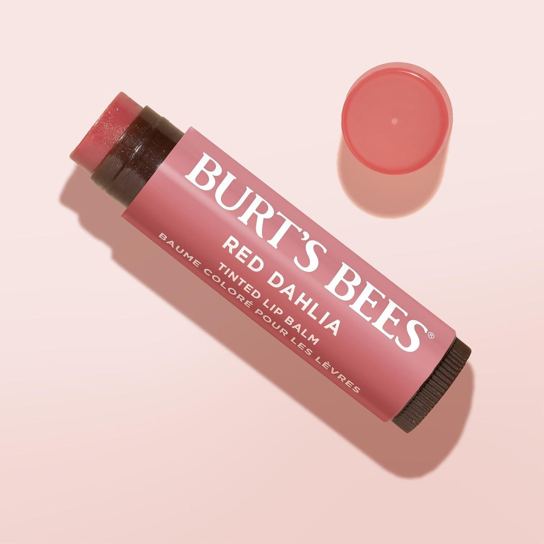 Burt'S Bees Lip Tint Balm with Long Lasting 2 in 1 Duo Tinted Balm Formula, Color Infused with Deeply Hydrating Shea Butter for a Natural Looking Buildable Finish, Fiery Red Dahlia (2-Pack)