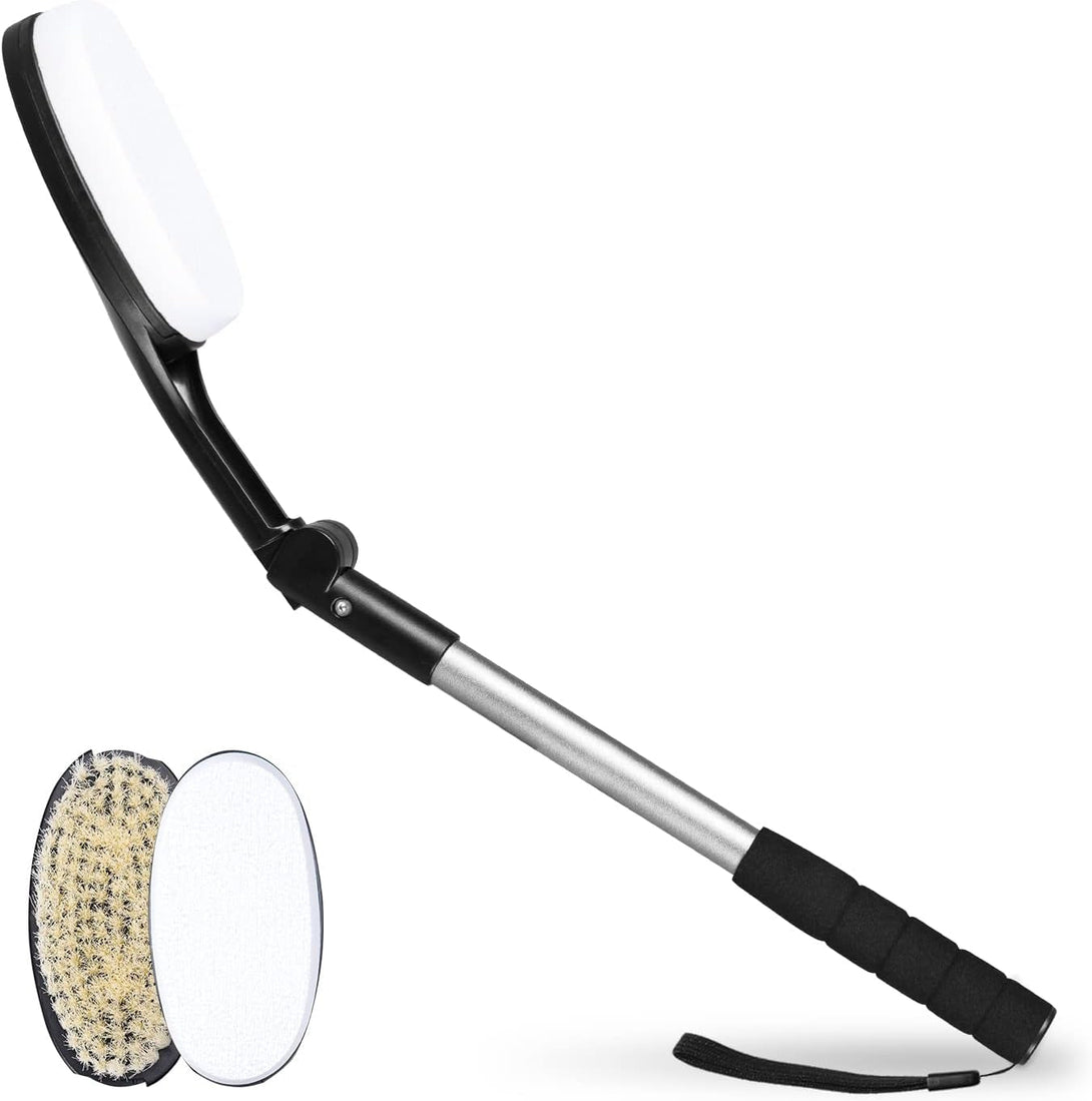 EASACE Body Brush for Back, Long Handle Bath Brush for Showering, Adjustable Head Back Scrubber, Shower Brush with Soft Bristles for Wet or Dry