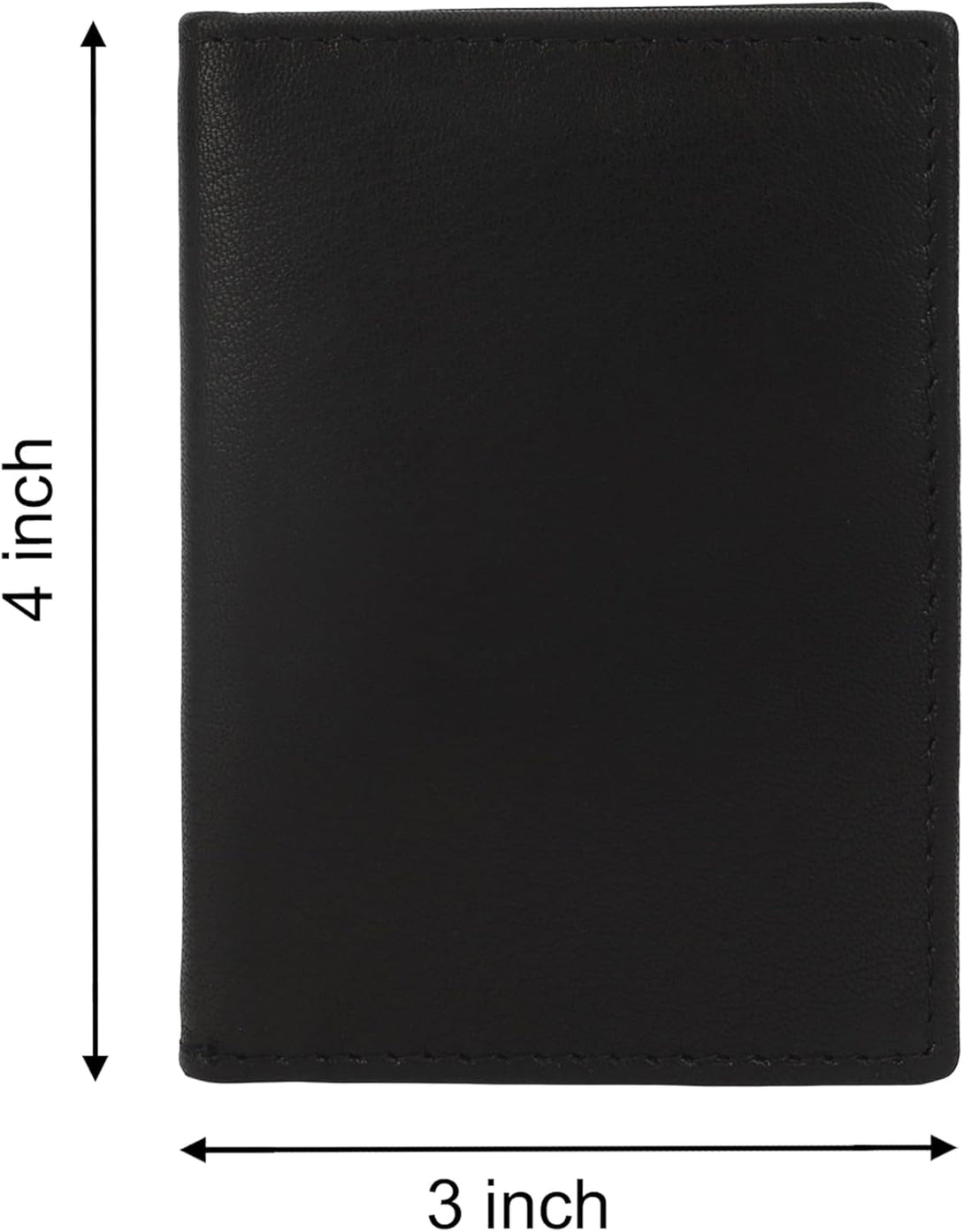 Leatherboss Genuine Leather Small Slim Bifold Wallet | Credit, Debit, ID Card Holder | Compact & Stylish with Clear ID Windows | Gift for Men, Black