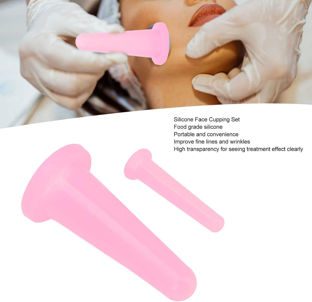 2Pcs Pink Cupping Set,Mini Silicone Face Cupping Set Vacuum Suction Massage for Adults,Body and Face,Anti Wrinkle,Promotes Sleep Health Care Health and Household， Cups anti Cup Facial Cupping Set