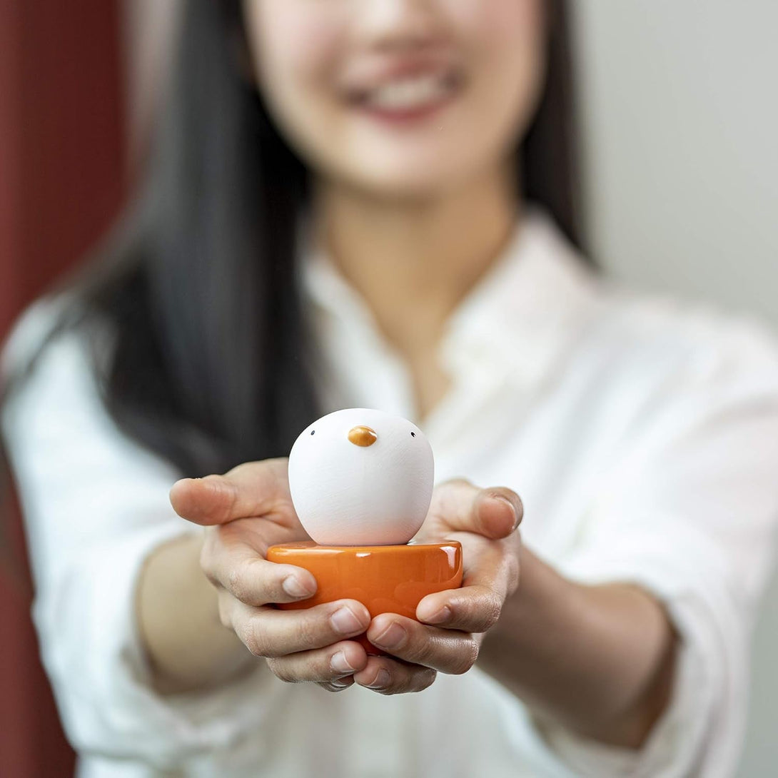 Baby Bird, Non-Electric Ceramic Diffusers for Essential Oils and Aromatherapy Fragrance, White Ceramic Diffusers in Car or Desk Office Decor and Small Bathroom at Home, Orange Vase