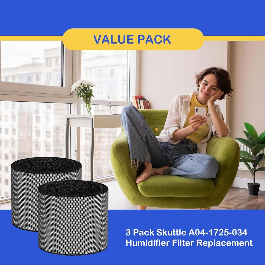 A04-1725-034 Humidifier Evaporator Pad Filter Replacement Compatible with Skuttle A04-1725-034 Humidifier, A04-1725-034 Water Panel, No Clips 3 Pack
