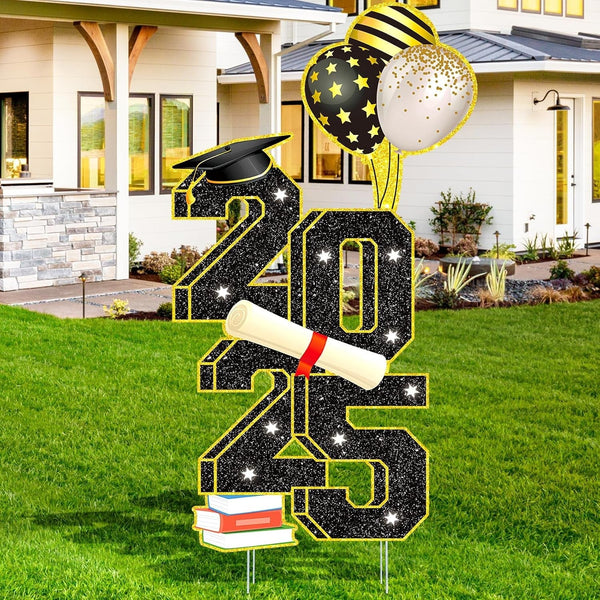 3.5FT Large Class 2025 Graduation Yard Sign Yard Decorations Congrats Graduation Lawn Signs 2025 Grad Yard Signs with Stakes for Outdoor Indoor Congrats Graduation Party Decoration Supplies
