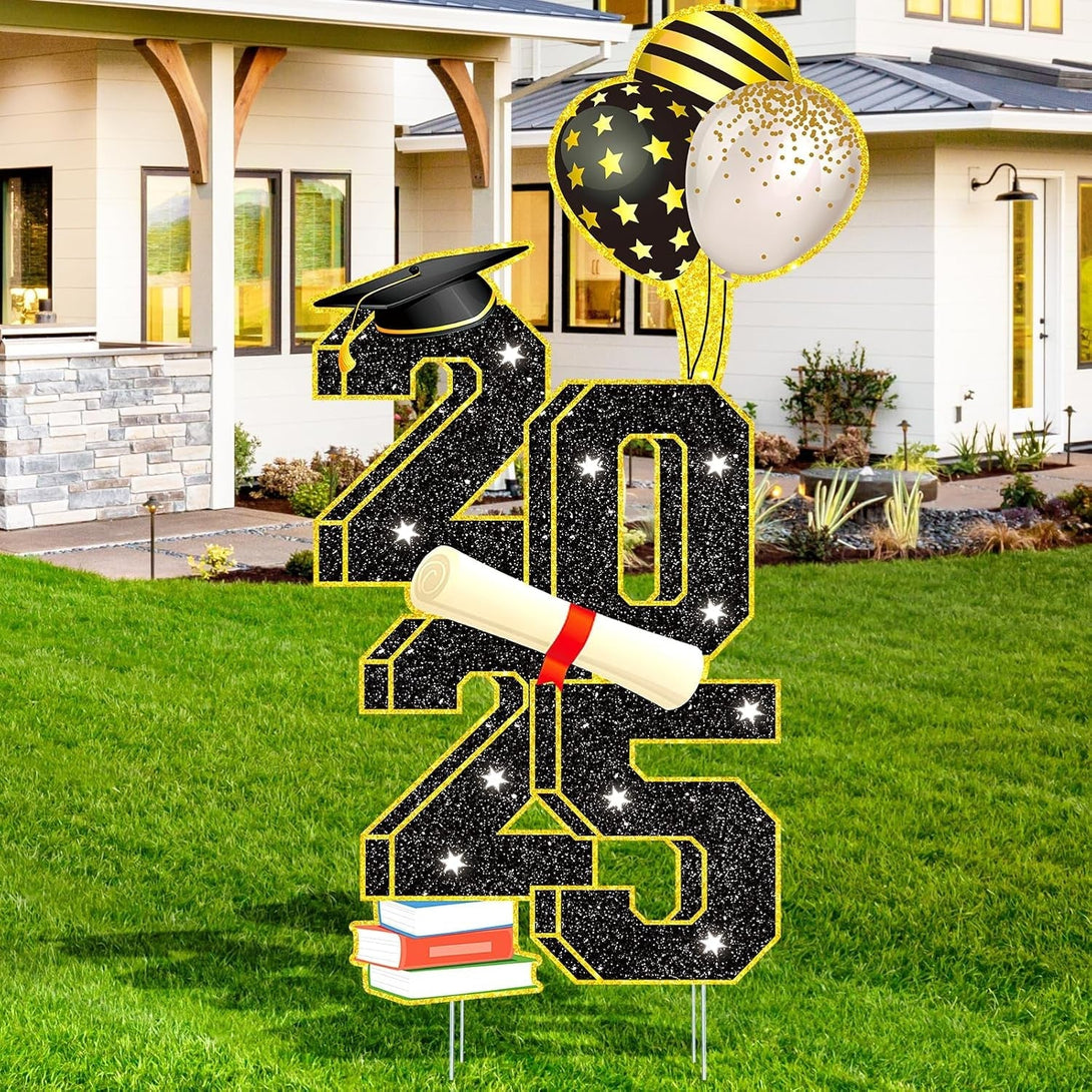 3.5FT Large Class 2025 Graduation Yard Sign Yard Decorations Congrats Graduation Lawn Signs 2025 Grad Yard Signs with Stakes for Outdoor Indoor Congrats Graduation Party Decoration Supplies
