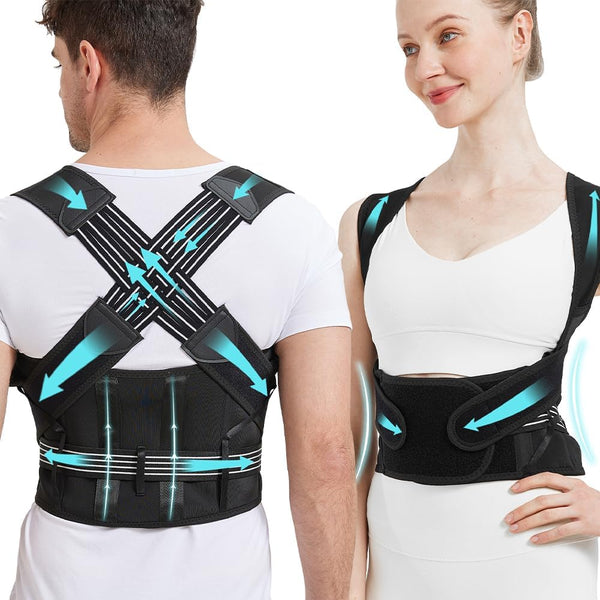 Back Brace Posture Corrector for Men & Women – Full Back Support with Adjustable Spine Alignment – Relieves Upper & Lower Back Pain, Hunchback, Scoliosis, Thoracic Support – Improves Posture (Medium)