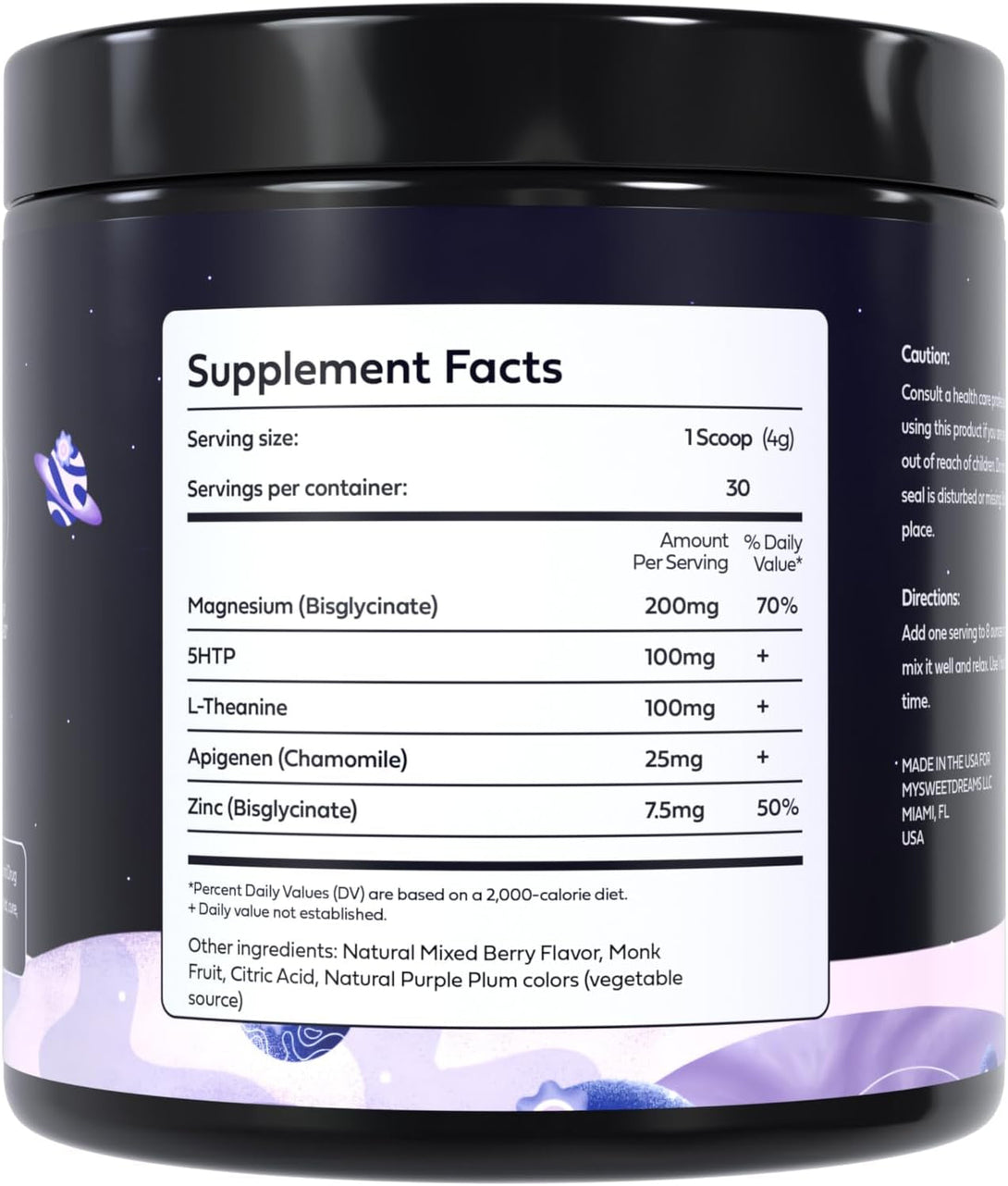 Sweetdreams Dream Potion Sleep Support Blend with Magnesium Glycinate, Glycine, L-Theanine & Chamomile - Sugar Free Blueberry Flavor (30 Servings)