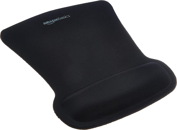Amazon Basics Irregular Ergonomic Gel Computer Mouse Pad with Wrist Rest for Pain Relief, 10.1L X 8.1W Inches, Black