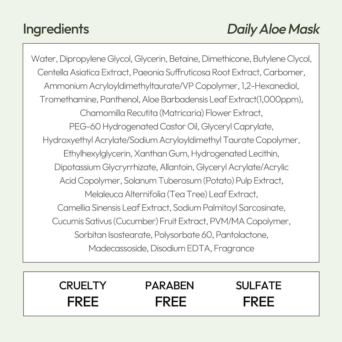 LAPCOS Aloe Sheet Mask, Daily Face Mask with Cucumber and Aloe Gel to Calm and Moisturize Skin, Korean Beauty Favorite, 5-Pack