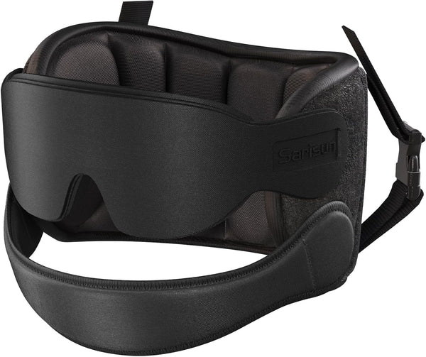 Airplane Pillow Combo with Chin Strap, Travel Pillows for Airplanes with Sleep Eye Mask, Plane Pillow for Long Flights, Car Road Trip, 360° Headrest, Stop Bobblehead, FSA HSA Eligible, Black