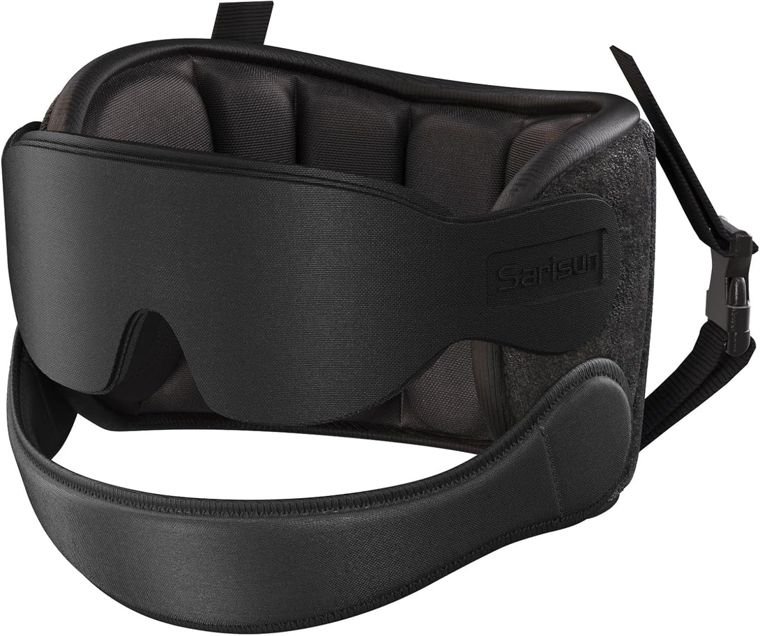 Airplane Pillow Combo with Chin Strap, Travel Pillows for Airplanes with Sleep Eye Mask, Plane Pillow for Long Flights, Car Road Trip, 360° Headrest, Stop Bobblehead, FSA HSA Eligible, Black