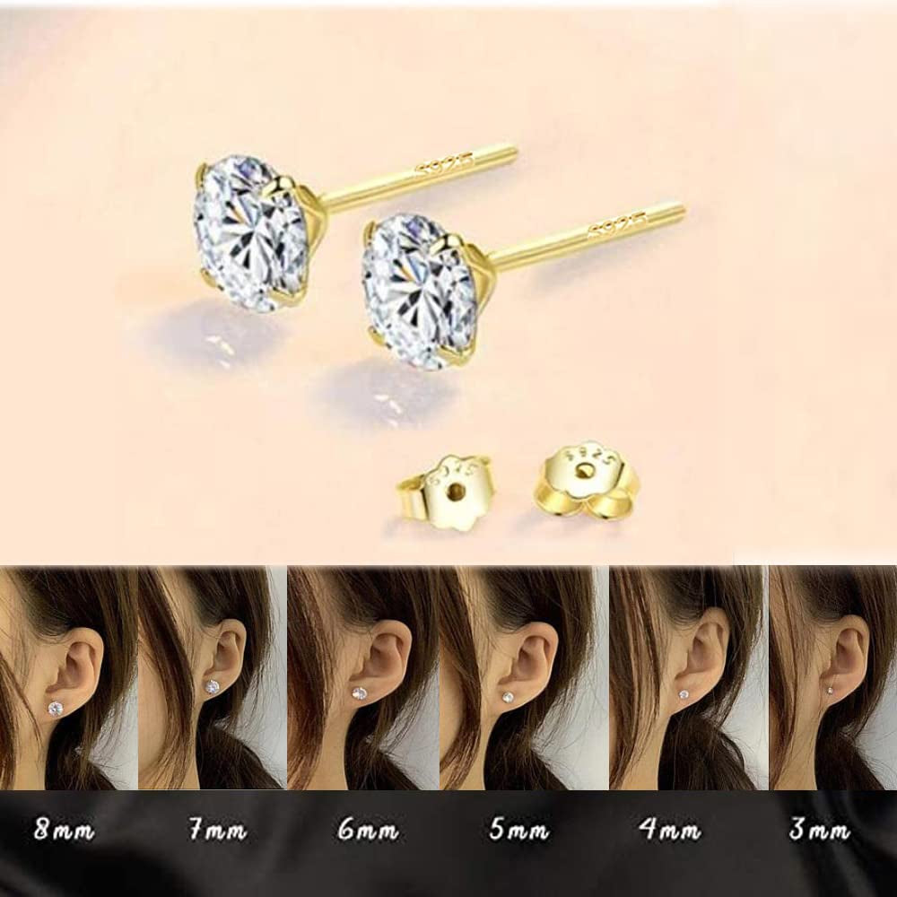 Professional Ear Piercing Gun Kit Reusable for Body Nose Lip Piercing with 16 Pairs Hypoallergenic Earrings (6 Pairs Sterling Silver Stud Earrings 18K Yellow Gold Plated+10 Pairs Gun Stud Earrings)