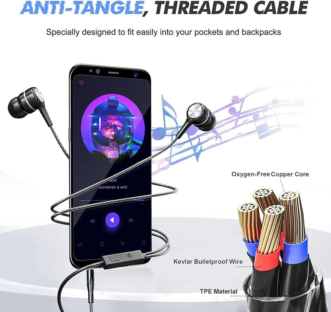 Wired Earbuds with Microphone 5 Pack, In-Ear Headphones with Heavy Bass, High Sound Quality Earphones Compatible with Ipad, Laptop, MP3, Android Smartphones, Fits All 3.5Mm Jack Device