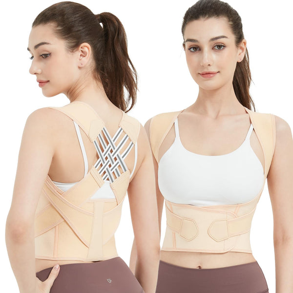 Back Brace Posture Corrector for Women and Men,Instant Posture Corrector Adjustable Back Full Support Straightene Beige