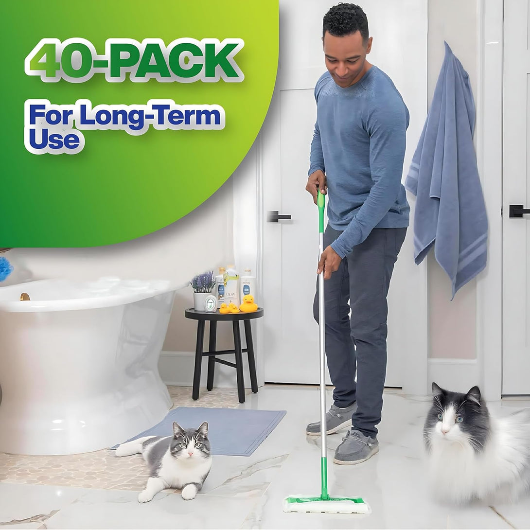 40-Count Disposable Dry Sweeping Cloths for Swiffer Sweeper – Thicker & More Absorbent