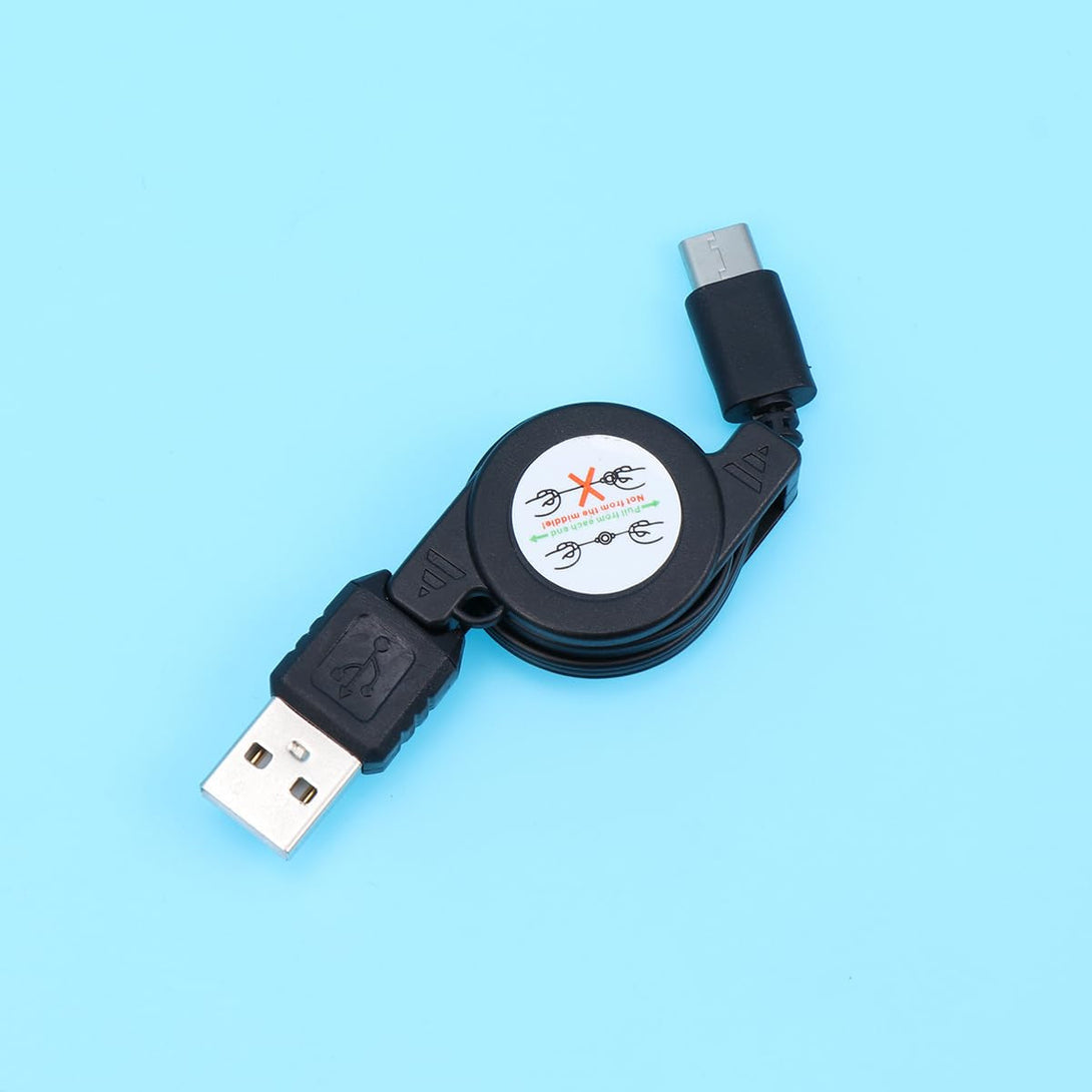 2 Pack Retractable Usb C Charging Cable, 3.3Ft Fast Charging Cord for Phones, Portable High Charger with Cable Winder (Black)