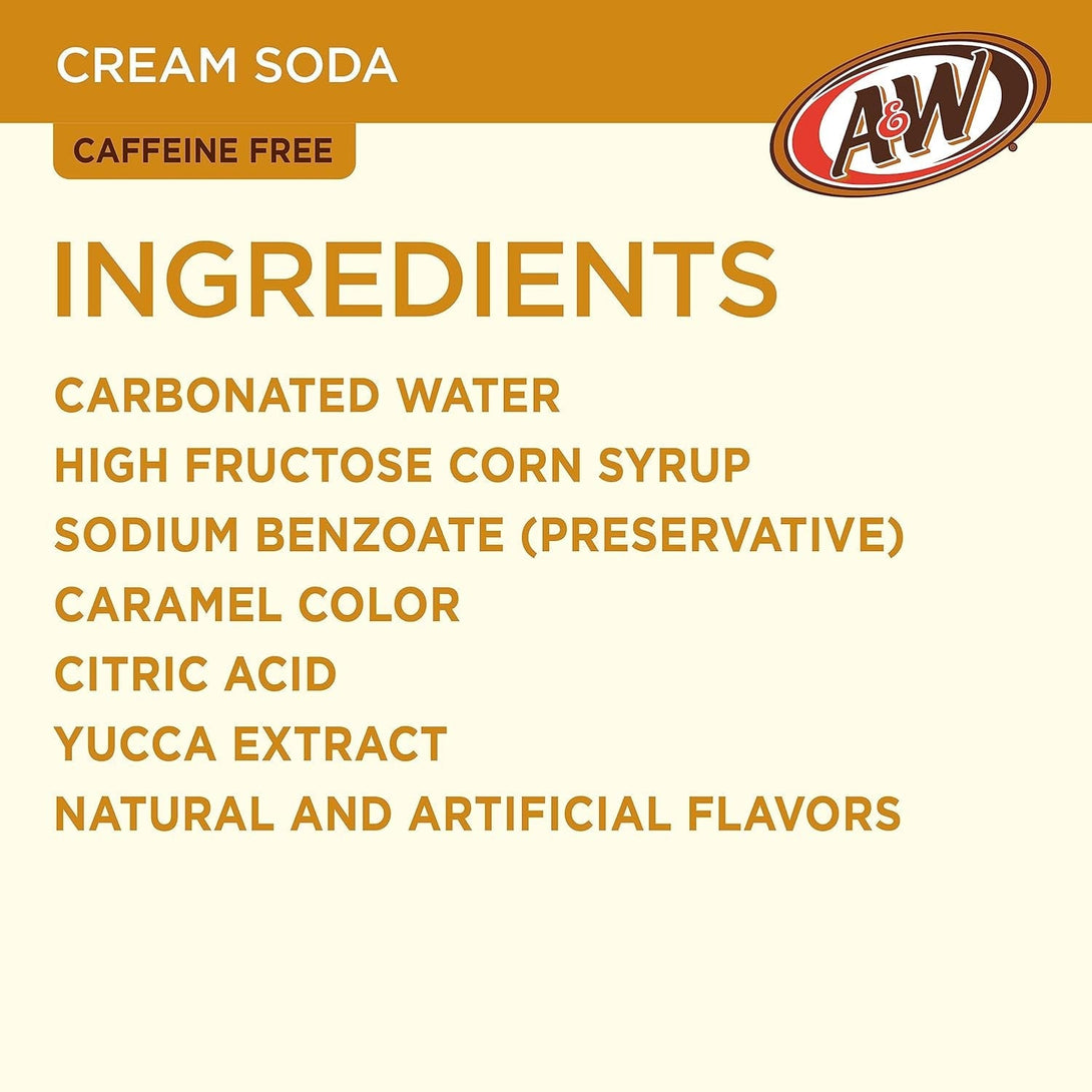 A&W Cream Soda, 12 Fl Oz Cans, 12 Pack