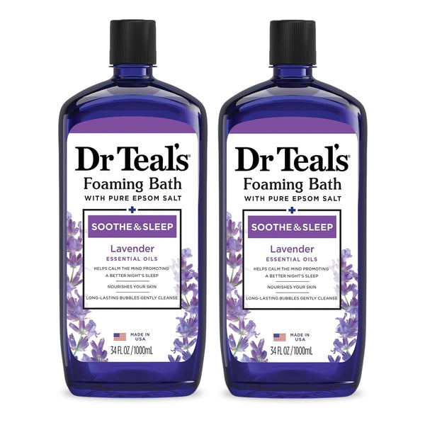 Dr Teal'S Foaming Bath with Pure Epsom Salt, Soothe & Sleep with Lavender, 34 Fl Oz (Pack of 2)