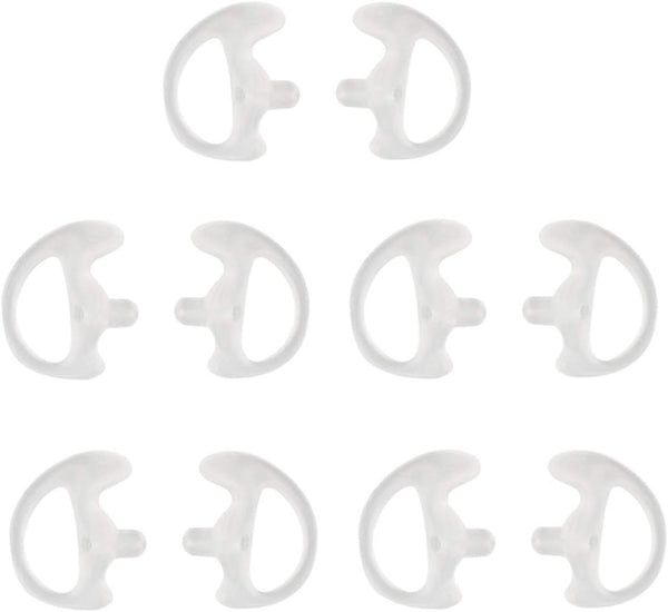 Two Way Radio Ear Mold Replacement Soft Silicone Ear Insert for Acoustic Coil Tube Earpiece (Transparent, 5 Pair Large)