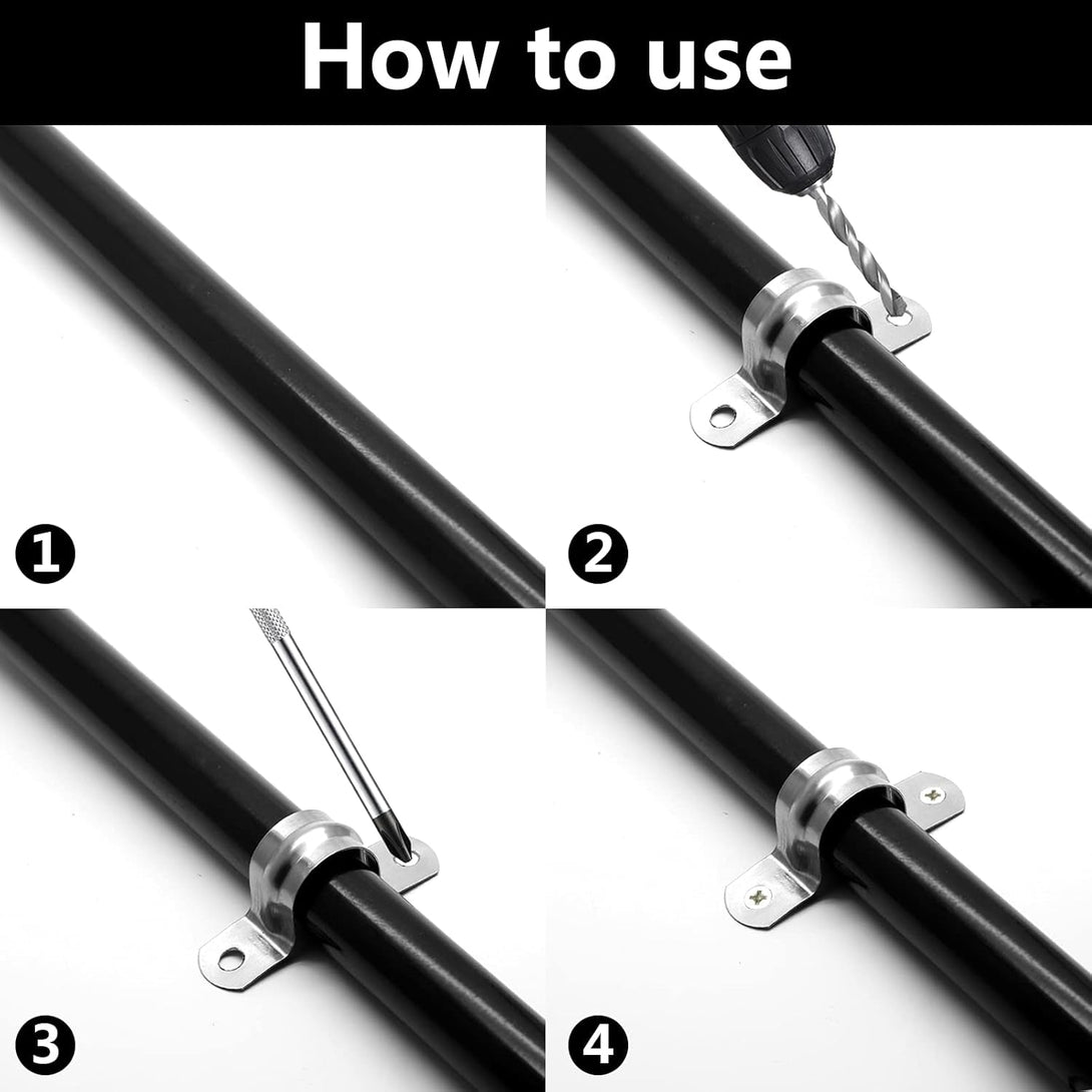 10PCS M50 (2 Inch) Conduit Clamps, Stainless Steel Two Hole Strap U Bracket Rigid Pipe Strip, Cable Clamp Hanger with 2 Holes Fit for 2 Inch Pipes OD