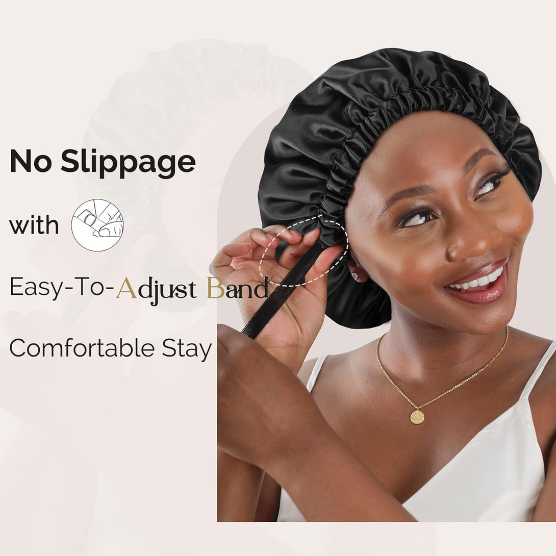 YANIBEST Double Layer Satin Bonnet Silk Bonnet Adjustable Hair Bonnet for Sleeping Bonnets for Women Curly Natural Hair Mom