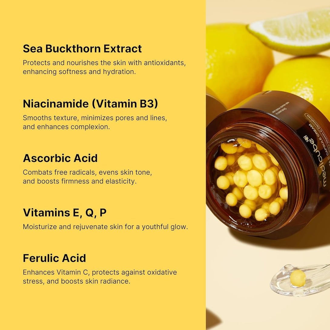 Medicube Deep Vitamin C Golden Capsule Face Moisturizer - Liposome Capsules for Wrinkles, Skin Radiance - Transparent Gel for Glow Hydration - Korean Skin Care 1.94 Oz