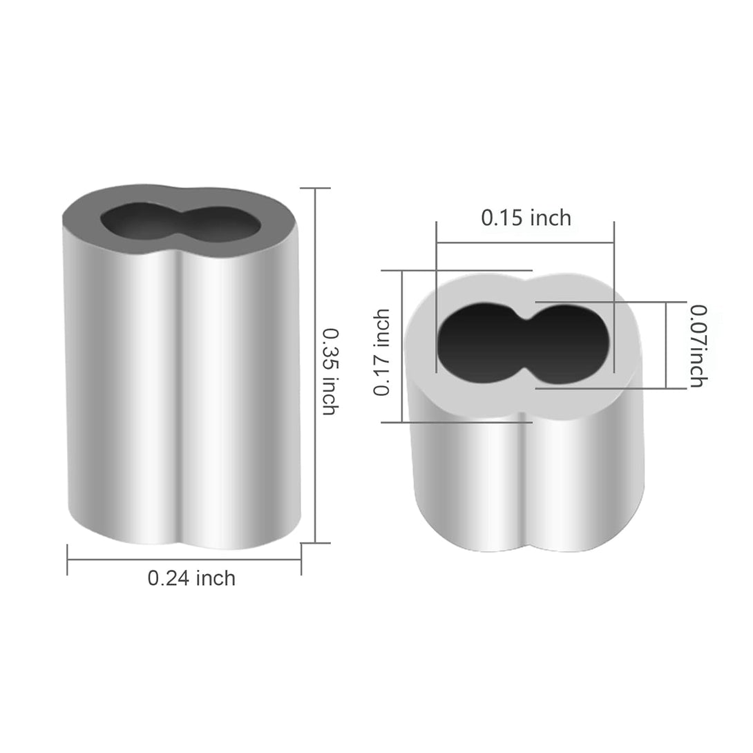 200 Pcs Aluminum Crimping Loop Sleeve 1/16", Cable Ferrule Wire Rope Sleeves Loop Sleeve (200 Pcs)
