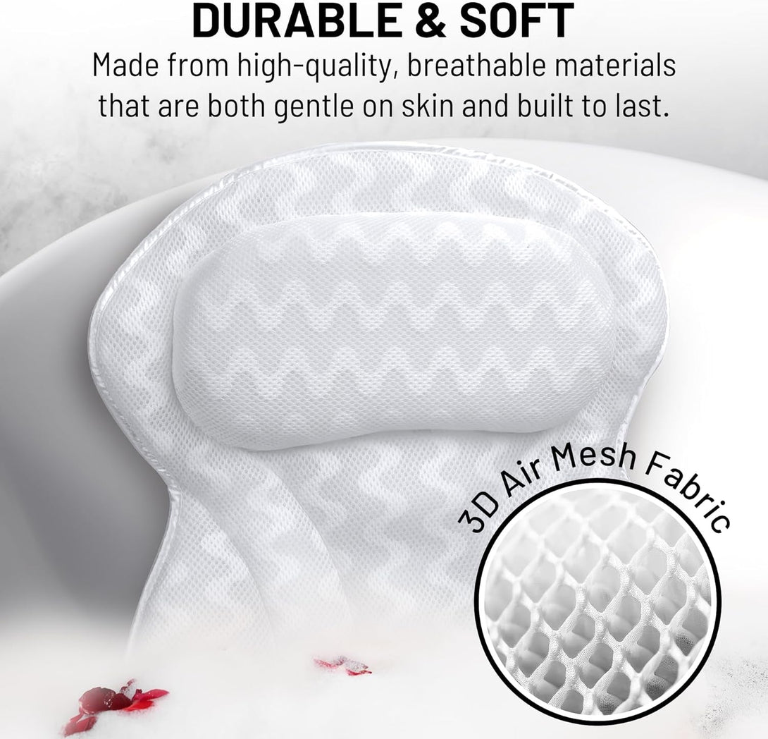 Sierra Concepts Bath Pillow Spa Bathtub Ergonomic for Tub, Neck, Head, Shoulder Pillows Support Cushion Headrest - Luxury Soft 3D Mesh + Strong Grip Suction Cups Soaking Large, Paradise