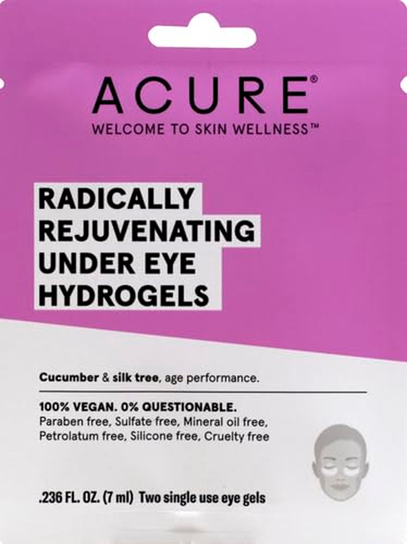 Acure Radically Rejuvenating under Eye Hydrogel Mask, Provides Anti-Aging Support, & Silk Tree, Purple, Cucumber, 0.236 Fl Oz (Pack of 1)