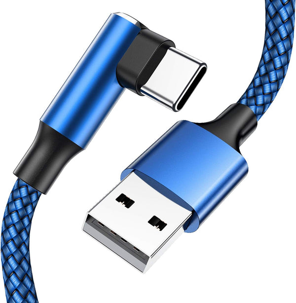 USB C Cable 90 Degree Right Angle[2Pack 10FT], USB a to Type C Nylon Braided Fast Charging Cable for Samsung Galaxy S22 Ultra/S22+/S22/S21, Note 20+/20, PS5, Google Pixel, Ipad Pro(Not for 2021)
