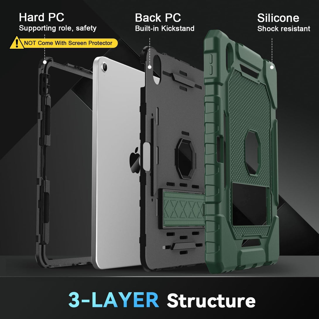 Grifobes for Ipad A16 Case 11Th Generation 11 Inch 2025 / Ipad 10Th Generation Case 10.9 Inch 2022, Heavy Duty Military Grade Shockproof Cover with Pencil Holder for I Pad 11/10 (Alpine Green)
