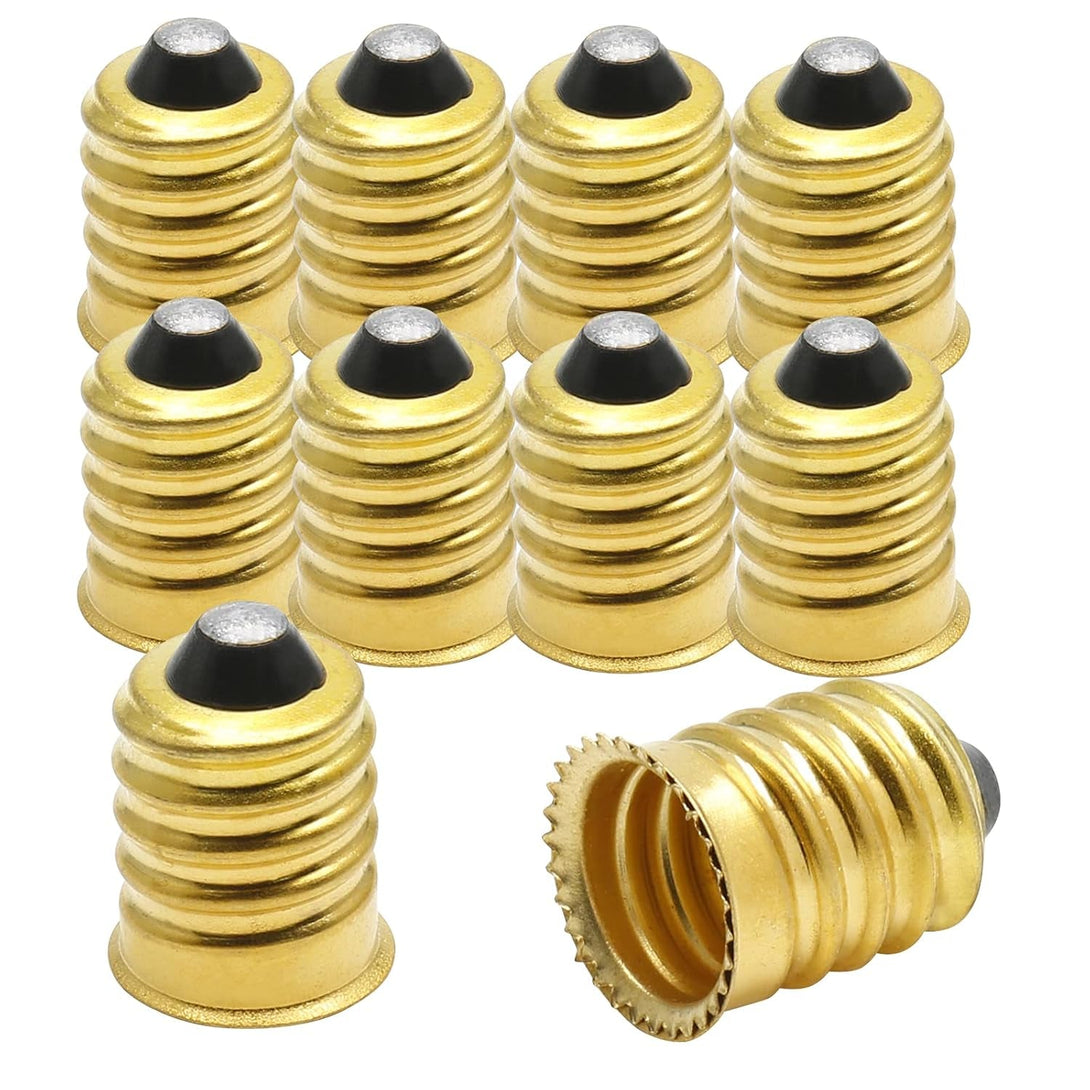 10 Pack E14 to E12 Adapter Converter, European to Candelabra Reducer, Pure Copper Light Adapter Socket Bulb Adapter, Golden Lamp Adapter