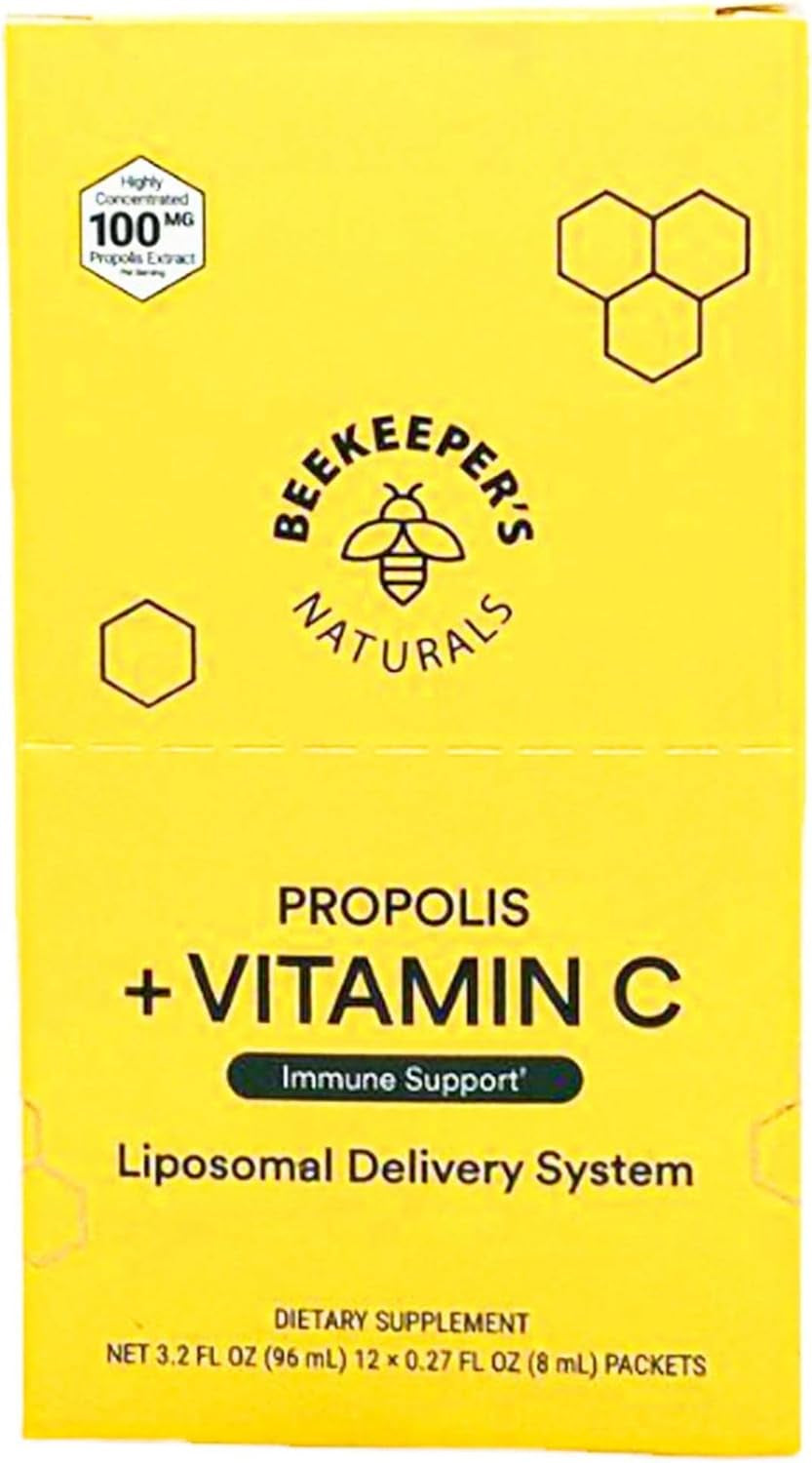 BEEKEEPERS NATURALS Liposomal Propolis with Vitamin C 12 Count, 0.27 FZ